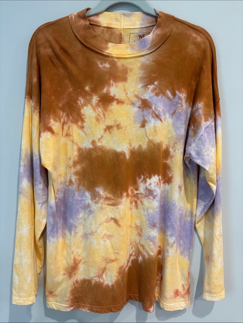 Free People Be Free Tie-Dye Long Sleeve Oversized Slouchy Mock Neck Tee XS